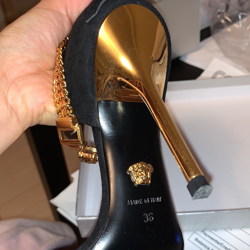 Versace Medusa Gold Chain Strap Heels Authentic Versace Shoes, Sandals , Heels - Picture 10 of 10